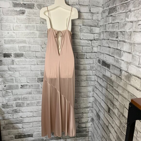 Vintage Y2K 90s Satin Sheer Lace Long Maxi Lingerie Slip Dress Nightgown - Picture 7 of 16